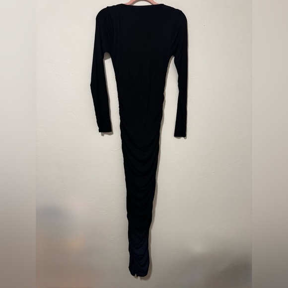 NEW Good American Black Ruched Maxi Dress Long Sleeved Square Neck Size Small 1 - Picture 4 of 6